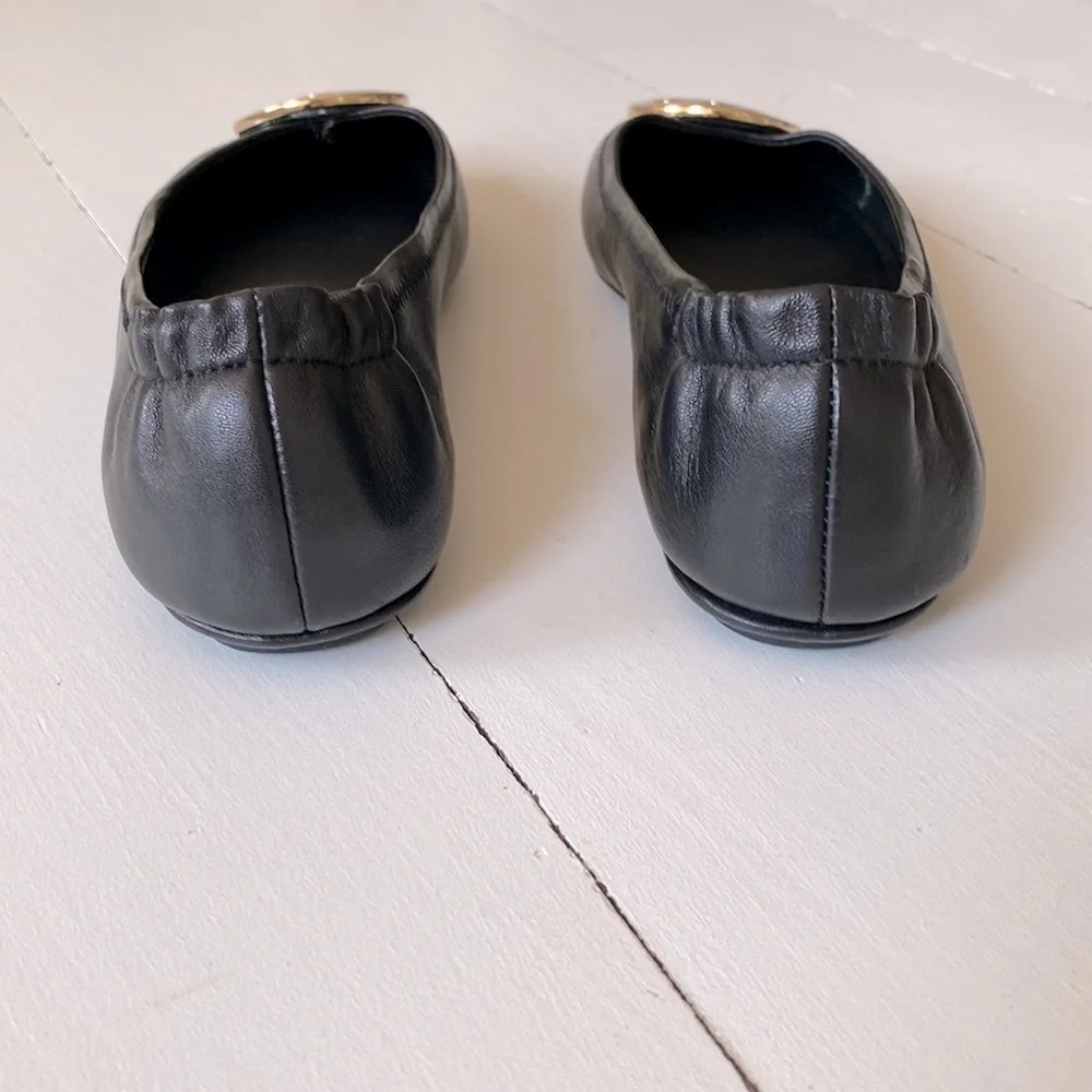 Tory Burch Mini Travel Ballet w/Metal Logo, Napa Leather, size 6.5, NWOT